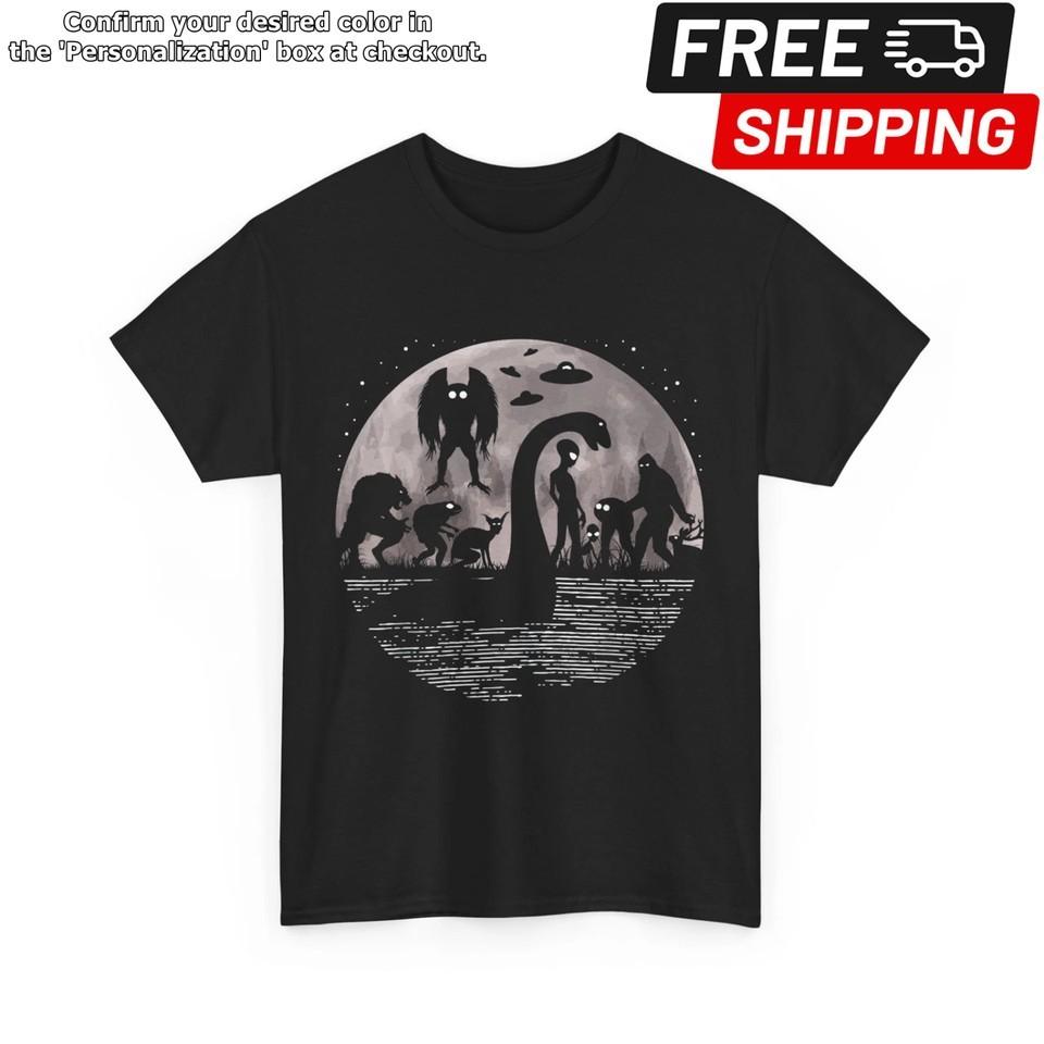 Bigfoot Loch Ness Monster Mothman And Aliens Funny Cryptid TShirt Unisex T-Shirt XXXXL