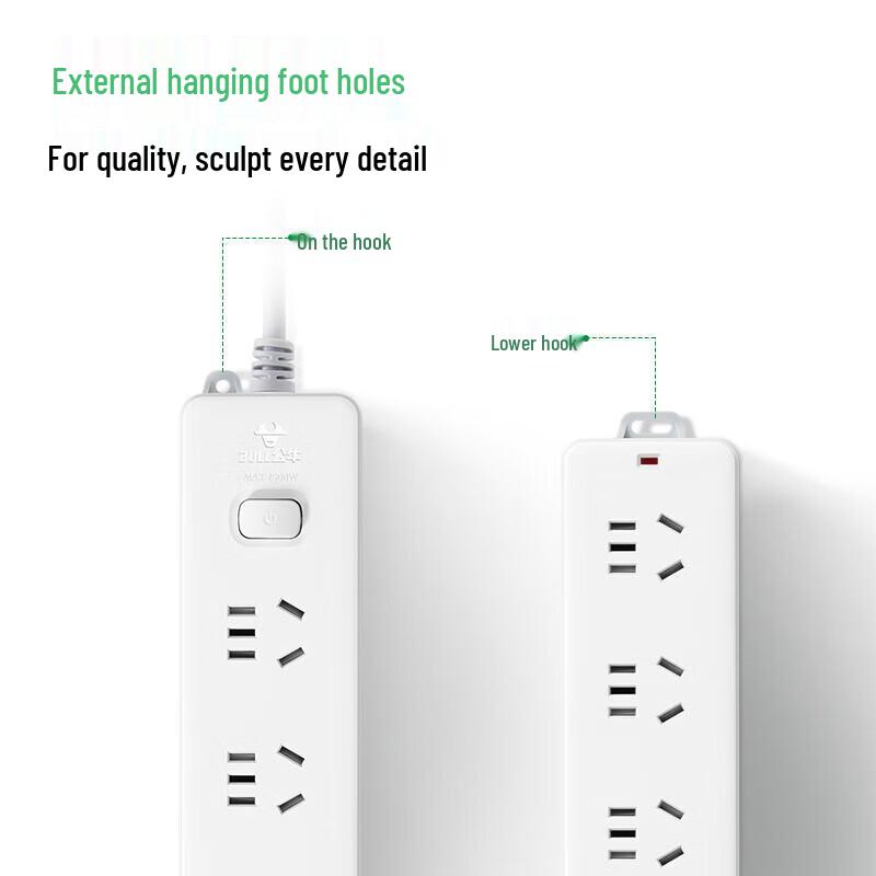 BULL GN-212 3-Outlet Power Strip with Master Switch CN Plug (adapter Included)