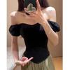Chic French Short Sleeve Off-Shoulder Corset Slimming Top