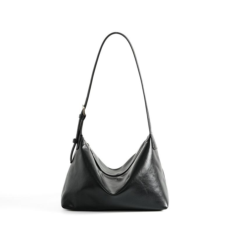 Top Layer Vegetable Tanned Cowhide Armpit Classic Hobo Bag, Versatile Leather Shoulder Crossbody Bag, Women's Dumpling Bag