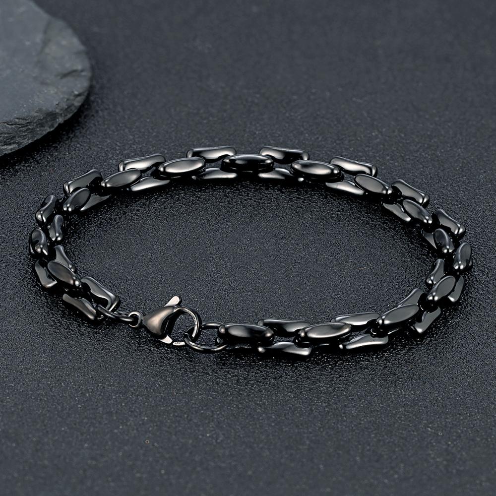 

Mens Retro Grey Rectangle Chain Bracelets 7mm Stainless Steel Wristband Punk Rock Jewelry Gift for Him Boy 23cm