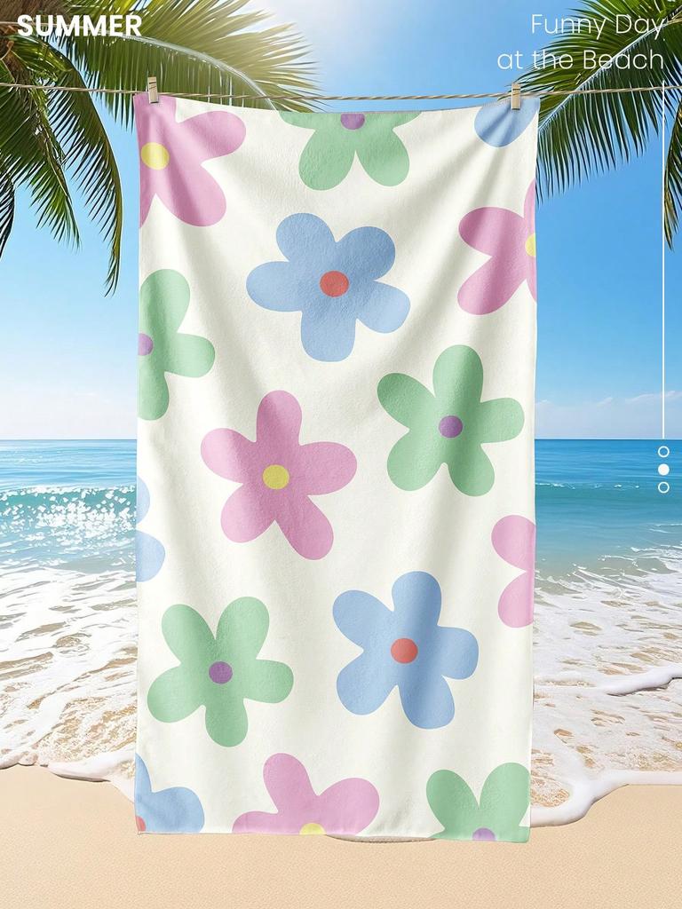 1pc Dreamy Sea Turtle Polyester Quick-Dry Beach Towel, 2D Printed, All-Season, Lightweight Soft, Unisex for Swimming/Surfing/Cam