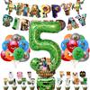 Minecraft-Themed Aluminum Foil Balloon Set: Kid's Birthday Decor with Pull Flags & Number Combination