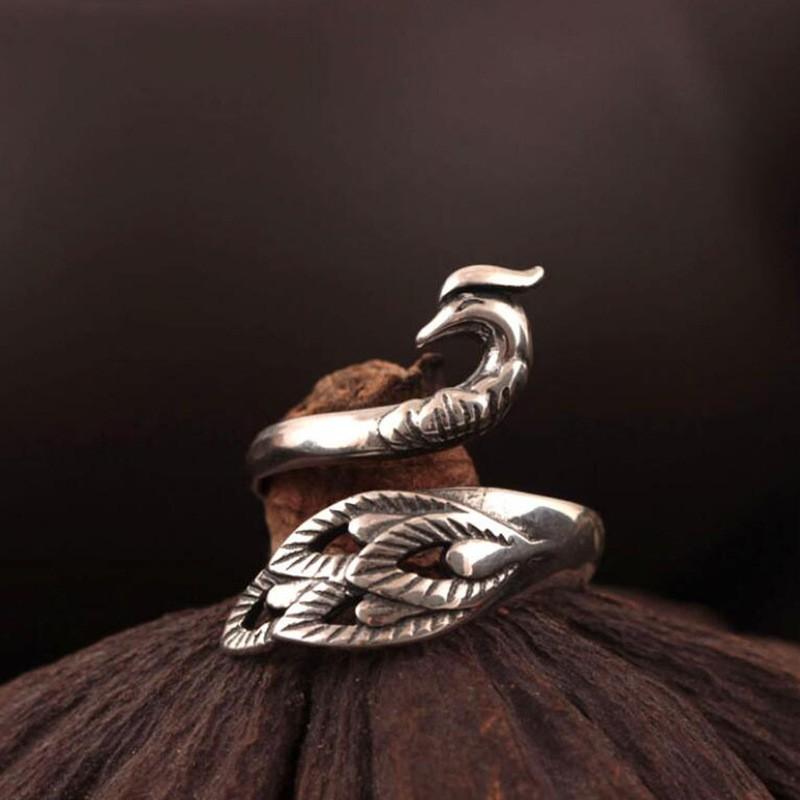 Adjustable Open Ring Women Men Vintage Design Sterling Animal Motif Finger