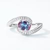 Elegant S925 Sterling Silver Alexandrite Ring with Full Pave Design