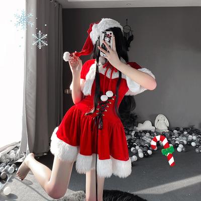 Damski strój świąteczny Świętego Mikołaja, czerwona sukienka, kostiumy cosplay na Nowy Rok, strój do odgrywania ról
