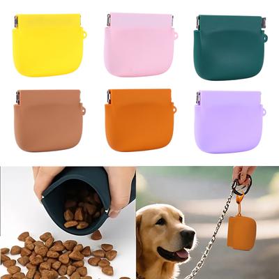 Silicone Dog Treat Pouch Portable Pet Snack Bag Easy To Clean Waterproof For Outdoor Training With Secure Lock Dog Food Containe