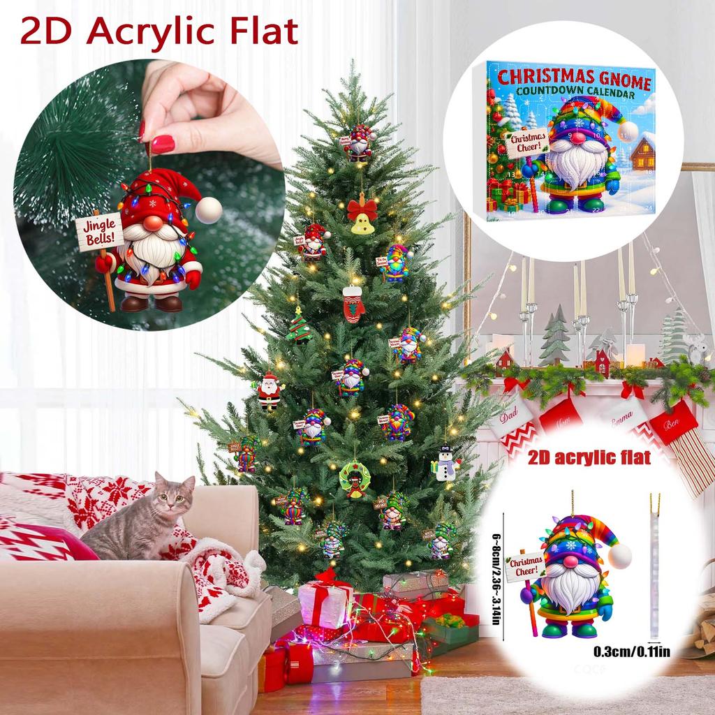 Home Acrylic Decor Holiday Advent Calendar Advent Calendar Collectibles 2D Whimsical Gnome Set Commemorative Home Decor Collectibles