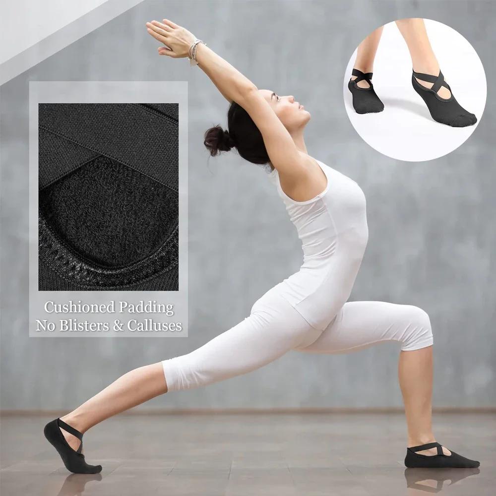 Non Slip Yoga Socks For Women With Straps Ballet Barre Dance Pilates Workout Anti Skid Grip