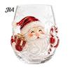 Unique Holiday Gift for Friends Christmas 3D Glass Tumbler, Santa Snowman Tree Sculpted Cup, Drinking Glasses Decorative Drinkware, Festive