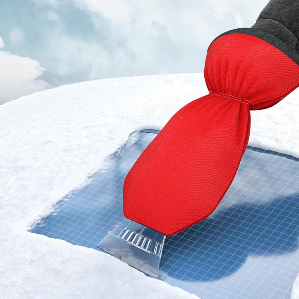 All-in-One Car Ice Scraper & Snow Brush with Thermal Gloves - Heavy-Duty Winter Snow Removal Kit, Windshield Squeegee