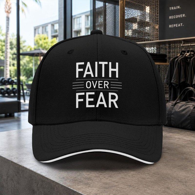 1pc Easy Faith Over Fear Sandwich Baseball Cap Unisex Easy Lightweight Adjustable Outdoor Duckbill Hat Suitable For Concerts Pa
