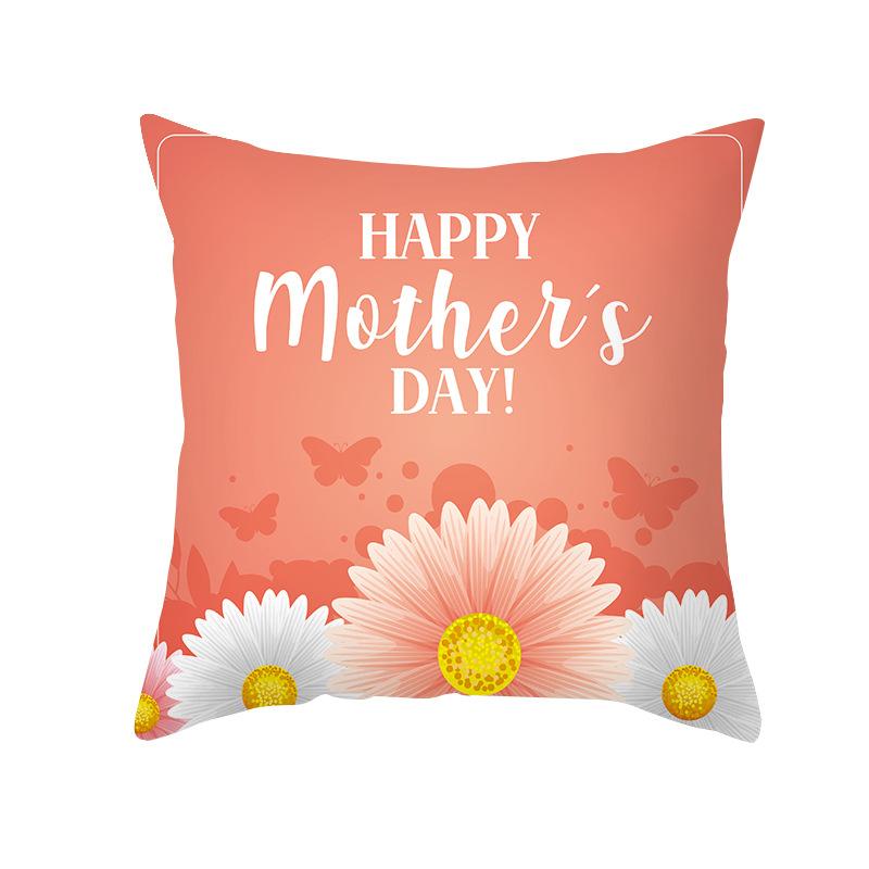 New Mother's Day Printed Pillow Cover Peach Skin Home Sofa Decoration Pillow Bedroom Cushion Pillow Cover