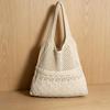 Korean Hollow Knit Women's Large Capacity Shoulder Tote Handbag