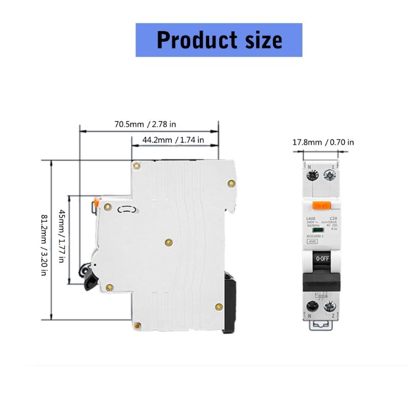 Multipurpose 32Amp RCBO Safety Circuit Plastic Breakers Home Accessory for Earth Leakage 1P+N 30mA 6kA B32 Curved B