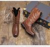 Herren Retro Leder Cowboy Stiefel - Größe 48 Hohe Stiefel für Frühling, Herbst und Winter Trends