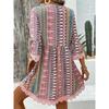 VEZFAA Women's Fashion Summer Spring 1/2 Sleeves V-Neck Loose Waistlinet Casual Dresses