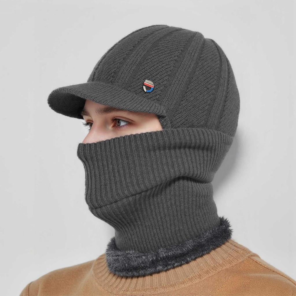 Velvet Thickened Ear And Integrated Windproof Riding Hat With Neck