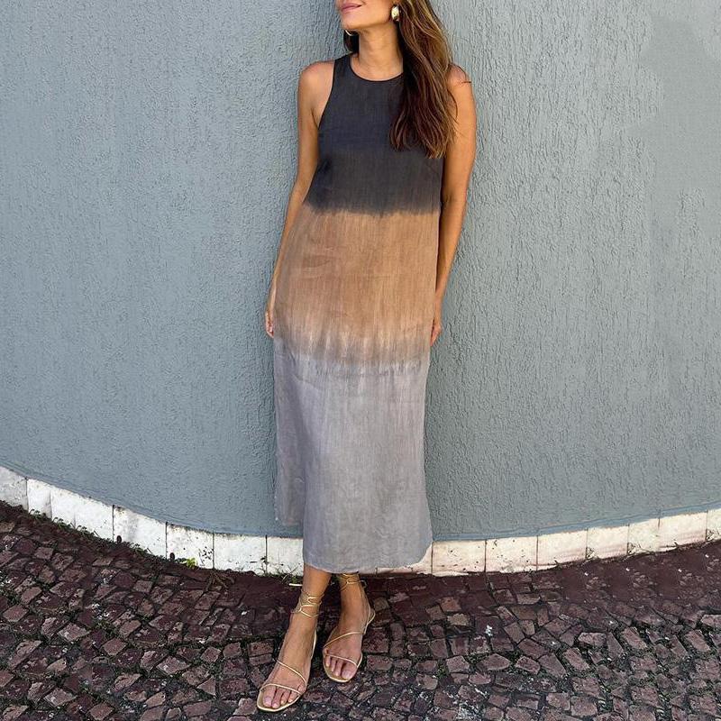 

Длинное платье с лоскутным принтом для женщин, с круглым вырезом, без рукавов, со свободной талией и подолом, платье макси с разрезом, летнее повседневное стильное хлопковое дышащее мягкое рабочее платье 5XL