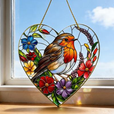 Yousheng Bird Suncatcher Stained Glass Hummingbird Window Hanging Ornament for Home Wall Garden Decor Bird Lover Gifts