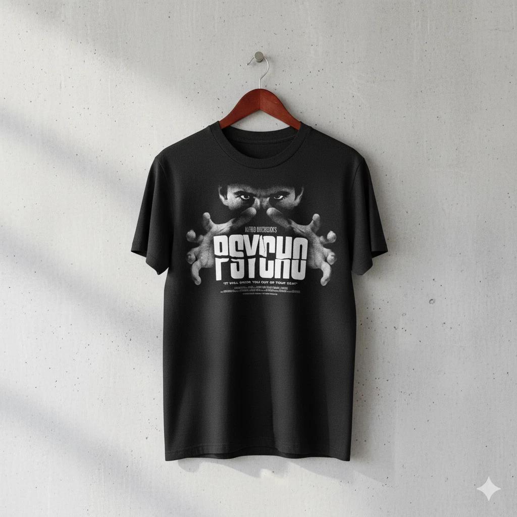 

Unisex Adult Casual Movie Psycho Alfred Hitchcock Movie T Shirt Hor... XXXL