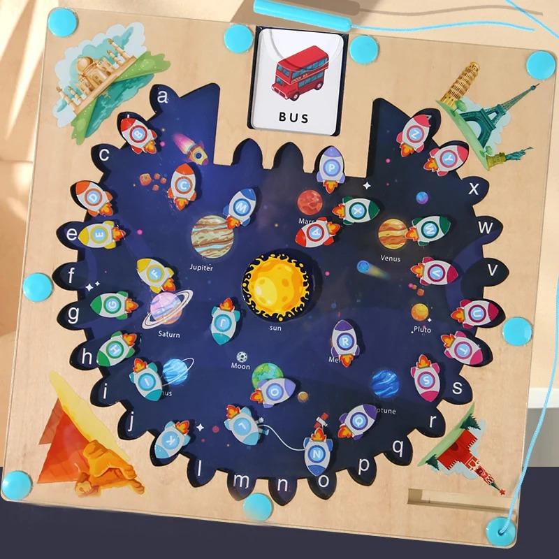 Magnetic Alphabet Board Montessori Magnetic Alphabet Maze Puzzle Parking Lot Puzzle For Children Preschool Magnetic Sorting Game