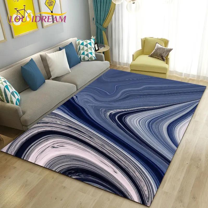 Colour Blue Gold White Marble Area Rug Large,Carpet Rug for Living Room Bedroom Sofa Doormat Decoration,kids Non-slip Floor Mat