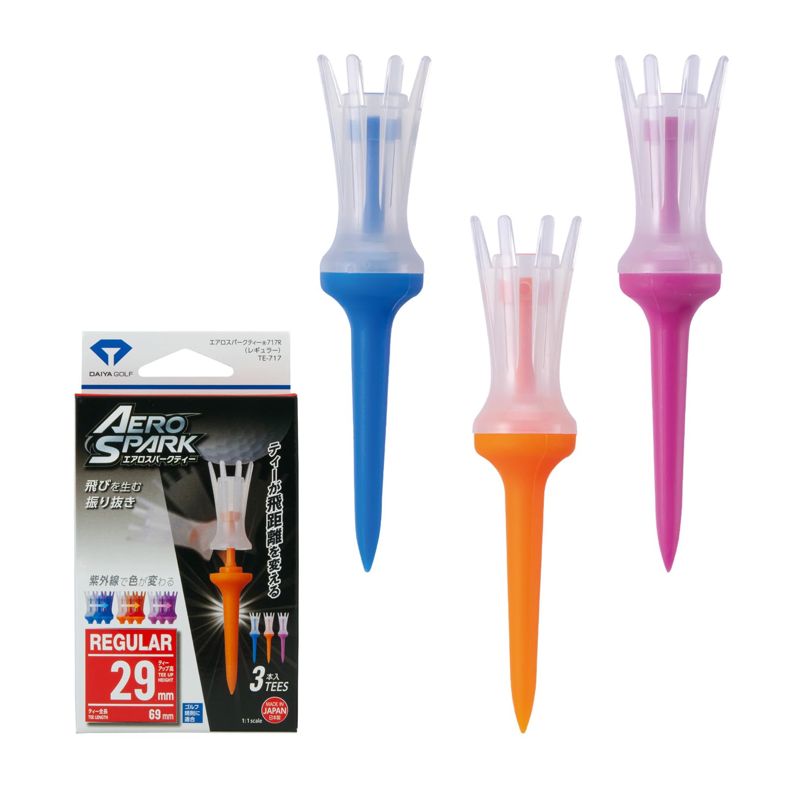 

DAIYA GOLF Golf Tee Aero Spark Tee Color Regular Clear TE-717