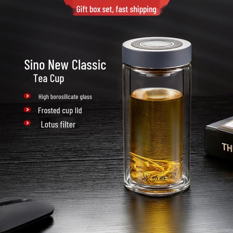 Xeno Double-Wall Glass Tea Infuser Mug