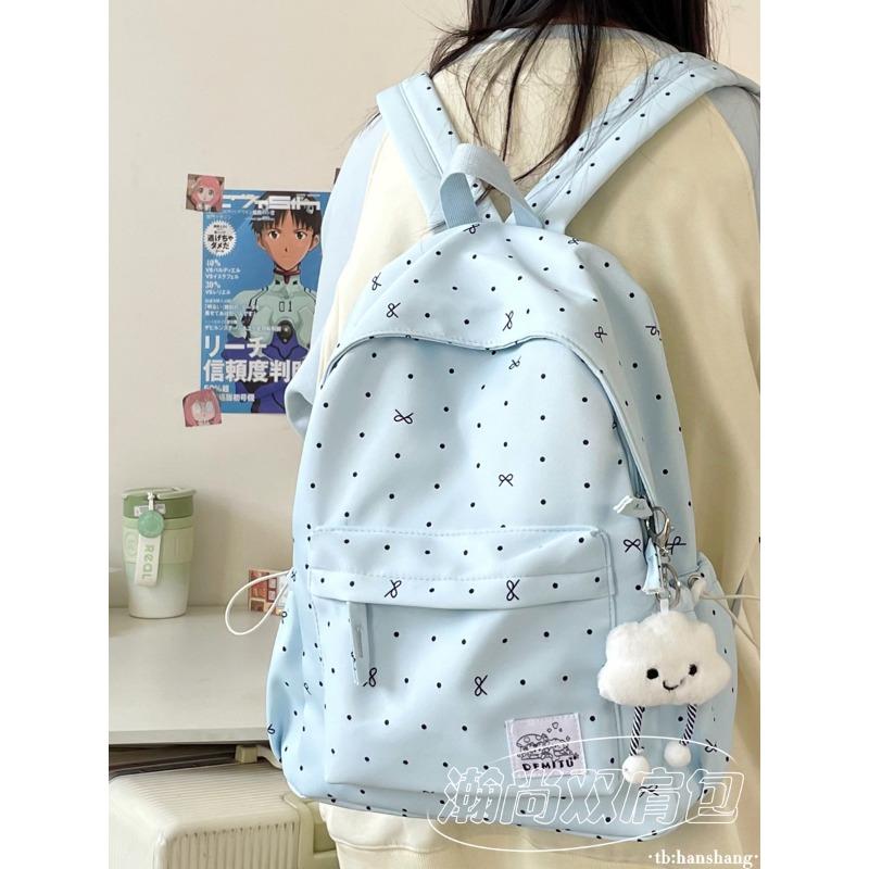 Schoolbag Schoolbag Junior High School Girls Girl Heart Polka Dot Bow Versatile High Value Primary School Students Backpack Women's New Models