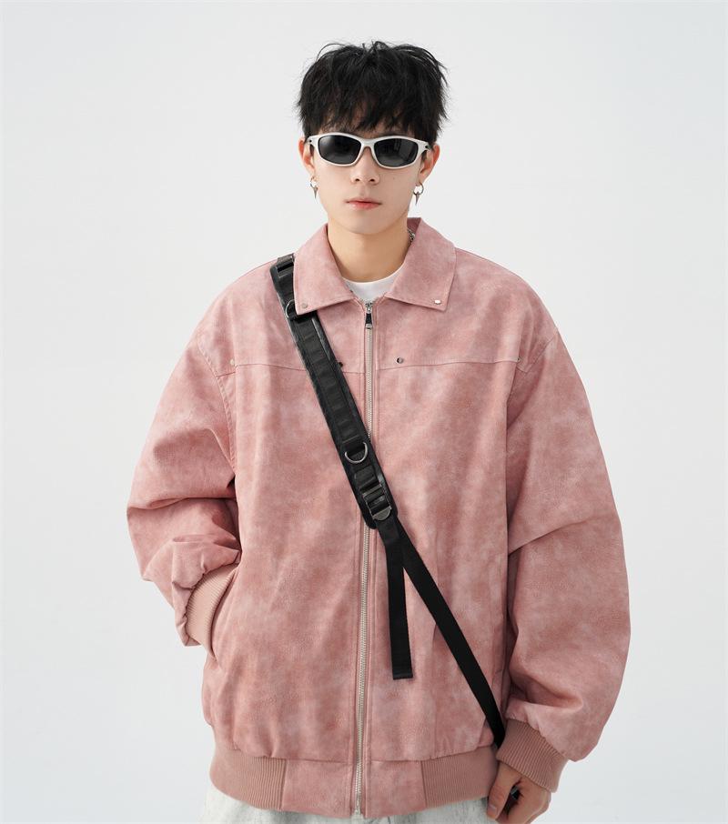 Unisex American Retro Maelard Jacket: Spring/Autumn Turn-Down Collar Motorcycle Leather Coat with Rivets.