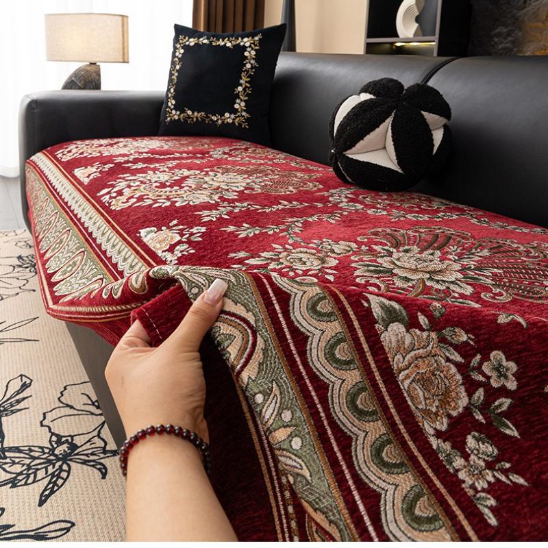 Backrest Towels Jacquard European Style Couch Cushion Retro Sofa Cover Ventilate Reusable Suitable For Sofas Of Various Shapes