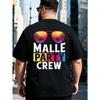 European Sizes New Style Back Print Fun T Shirt Black Glasses Palm Tree Design Malle Party Crew Text Beach Vacation Party Gift