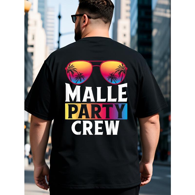 European Sizes New Style Back Print Fun T Shirt Black Glasses Palm Tree Design Malle Party Crew Text Beach Vacation Party Gift