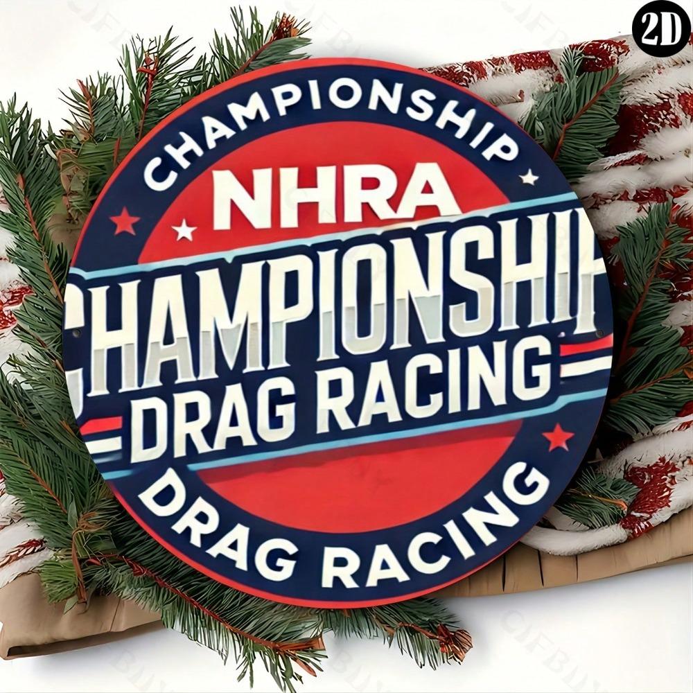 Vintage NHRA Championship Metal Tin Sign 8x8 Inch Wall Decor for Bar Garage Man Cave