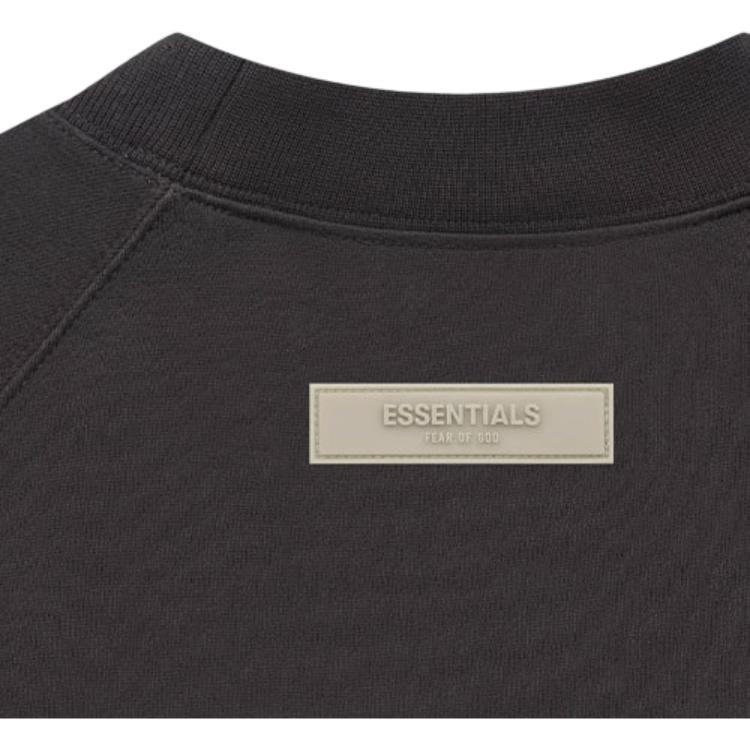 Fear of God Essentials 1977 Series SS22 Crewneck With Flock Logo Pullover Sweatshirt Men Sweatshirt Black-Iron FOG-SS22-158