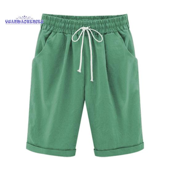 

FGHJ Женская одежда Женские шорты с карманами на шнурке для отдыха Однотонные минималистичные шорты Повседневная одежда 4XL зелёный