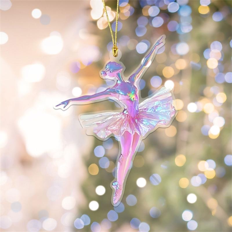 Set de 5 Brelocuri Elegante pentru Mașină în Formă de Balerină, Pandantiv Acrilic 2D pentru Agățat pe Perete, pentru Iubitor de Dans, Ornament de Crăciun