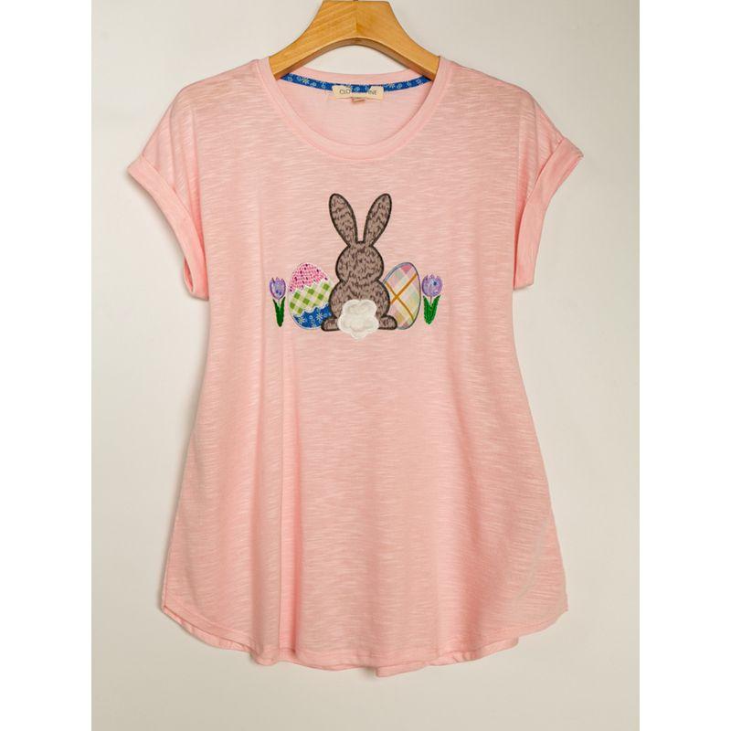 

Spring and Summer Export K-style New Arrival Cute Anti-Aging Lively Casual round Neck Short Sleeve Pullover T-shirt Shallow powder XL