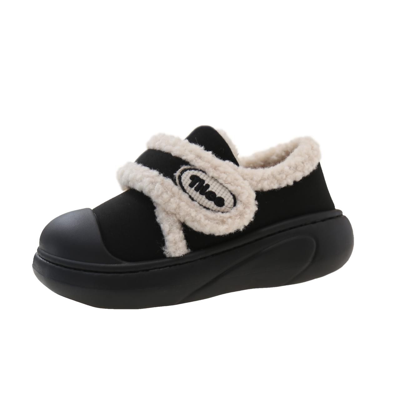 

Модная обувь для отдыха, женская обувь, зимние ботинки, новая зимняя обувь 2024 года с плюшевой изоляцией, толстая подошва, нескользящая хлопковая обувь 40-41 чёрный