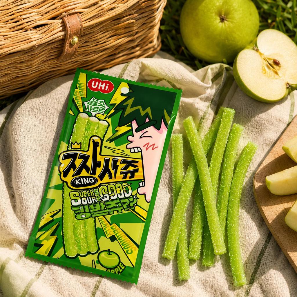 YEM Green Apple Sour Strip Gummy Candy 40g