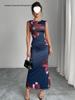 European & American Sleek Sleeveless Printed Bodycon Sheath Dress