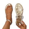 Wish large size sandals women's summer new open-toed lightweight one-word flat-bottomed cool slippers women