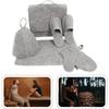 5-Piece Sauna Accessory Set Wool Felt Gloves Slippers Seat Cushion & Hat with Storage Bag for Hair Drying & Cleaning