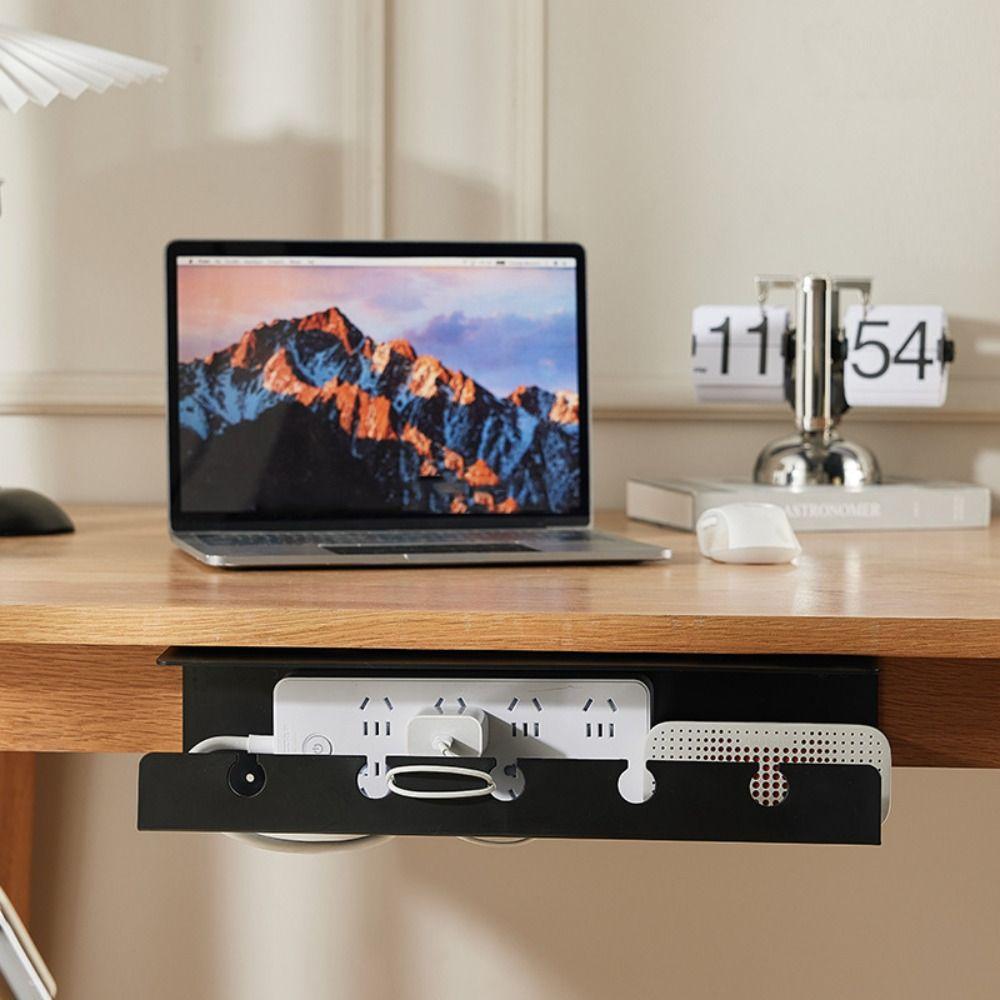 No Drilling Required Under Desk Cable Organizer Wear-resistant Socket Strip Holder  Conference Room