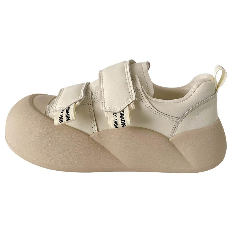 

XY-A353 latex insole, Velcro platform bread shoes, women s leopard print niche board shoes 2025 new little white shoes 40 бежевий