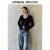UR2026 Women's Rivet Lace-Up Hollow Knit Cardigan