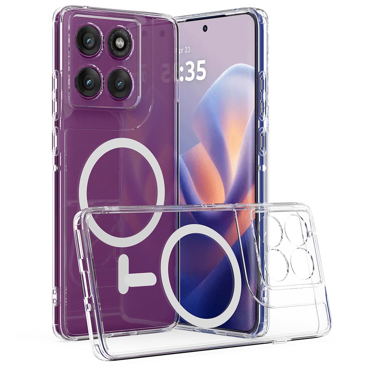 

Прозрачный чехол для телефона Motorola Edge 60 Pro 5G, совместимый с MagSafe, задняя крышка из ТПУ + акрила Clear