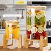 ZISIZ Heat-Resistant Glass Beverage Dispenser with Stainless Steel Spigot and Bamboo Stand