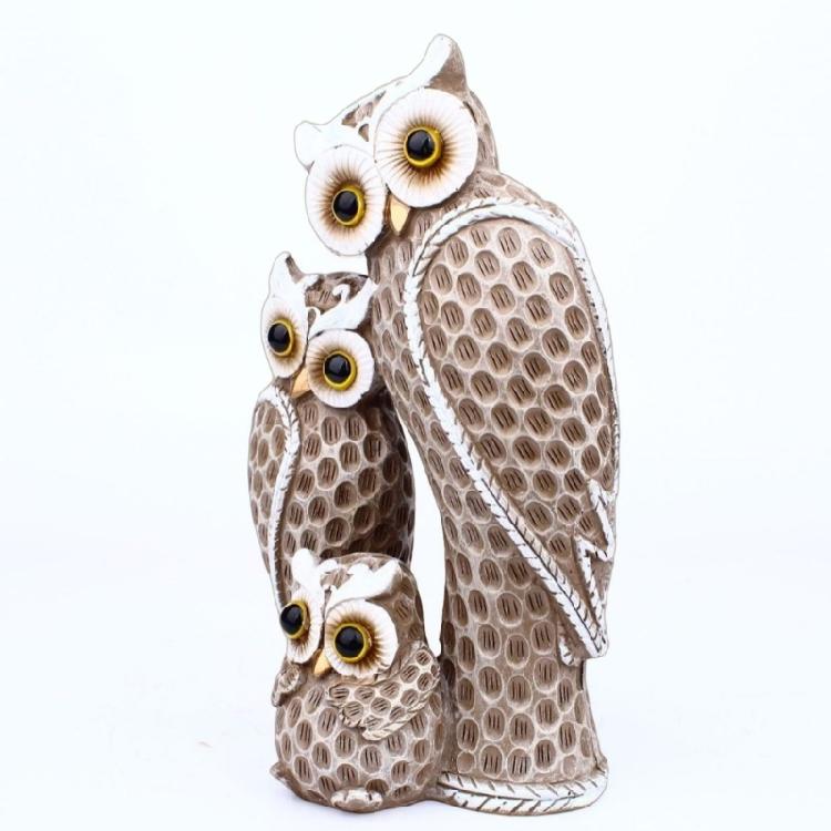 Statues de Jardin Famille Chouettes Accessoires de Jardin Féérique Centres de Table Figurines Animales en Résine Sculptures Cadeau de Pendaison de Crémaillère